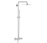 Système de douche, ensemble de douche, système de douche thermostatique - Montage mural - Chrome - Douche de plafond (pluie) - Douchette à main