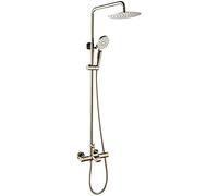 Système de Douche, Ensemble de robinets de Douche thermostatiques de Luxe dorés, mélangeur à inverseur en Laiton, Douche à Effet de Pluie Cascade avec Pomme de Douche à Effet de Pluie de 10 Pouces et