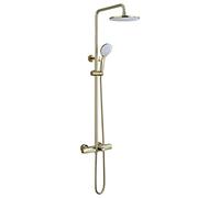Système de Douche, Ensemble de robinets de Douche thermostatiques de Luxe dorés, mélangeur à inverseur en Laiton, Douche à Effet de Pluie Cascade avec Pomme de Douche à Effet de Pluie de 10 Pouces et