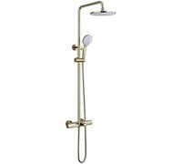 Système de Douche, Ensemble de robinets de Douche thermostatiques de Luxe dorés, mélangeur à inverseur en Laiton, Douche à Effet de Pluie Cascade avec Pomme de Douche à Effet de Pluie de 10 Pouces et