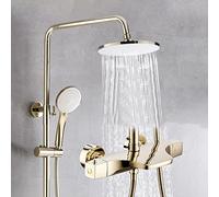 Système de Douche, Ensemble de robinets de Douche thermostatiques de Luxe dorés, mélangeur à inverseur en Laiton, Douche à Effet de Pluie Cascade avec Pomme de Douche à Effet de Pluie de 10 Pouces et