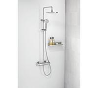 Système de douche Hansa Hansabasic 55350110 avec thermostat, réglable en hauteur, pommeau de douche effet pluie, 1 jet, chromé