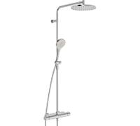 Système de douche Hansa Hansaviva 6515920180, douche de pluie, thermostat, fixation murale, acier brossé