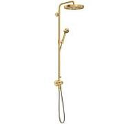 Système de douche hansgrohe AXOR One avec thermostat et pomme de douche 280 48797250 Kit d'installation finale encastré, type de jet à économie d'eau 2000 , EcoSmart, 8 l/min, aspect or brossé