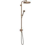 Système de douche hansgrohe AXOR One avec thermostat et pomme de douche 280 48797300 Kit d'installation finale encastré, type de jet à économie d'eau 2000 , EcoSmart, 8 l/min, or rouge poli