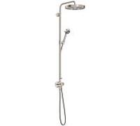 Système de douche hansgrohe AXOR One avec thermostat et pomme de douche 280 48797800, kit d'installation final encastré, 1 jet à économie d'eau, EcoSmart, 8 l/min, finition inox