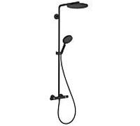 Système de douche hansgrohe Raindance S 28823670 2000 PowderRain type de jet économiseur d'eau avec thermostat, EcoSmart, 8 l/min, noir mat