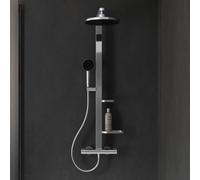 Système de douche Ideal Standard Ceratherm Alu+ comprenant un thermostat de douche, 2 étagères, une douchette à main à 2 fonctions et une pomme de douche à 2 fonctions