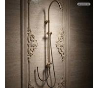 Système de douche mural PaulGurkes en bronze nostalgique avec robinet en laiton