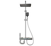Système De Douche Numérique Thermostatique Ensemble Têtes À Pluie 4 Fonctions Avec Lumière LED, Tête Carrée Haute Pression Douchette Main Pulvérisateur Bidet Robinet Touches Piano