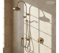 Système de douche PaulGurkes en laiton bronze antique avec douche pluie,