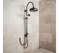 Système de douche PaulGurkes Retro Noir Nostalgie Ensemble de douche mural 25cm