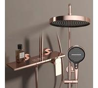 Système de douche réglable avec pomme de douche à effet pluie de 32,5 cm et 4 fonctions à main, kit mitigeur mural pour salle de bain - Noir moderne H