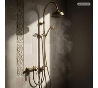 Système de douche rétro en bronze PaulGurkes avec robinet mélangeur