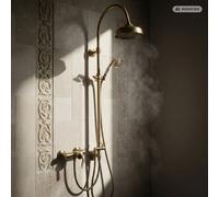 Système de douche rétro en bronze PaulGurkes avec robinet mélangeur