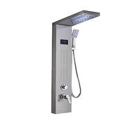 Système de Douche, Robinets de douche style nouveau, mitigeur panneau salle bain noir, colonne à LED avec affichage numérique(Brushed 8013)