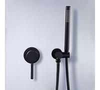 Système de Douche Simple Mural Noir, Robinet Chaud et Froid en Or brossé, Ensemble de Douche de Bain, matériel de Salle de Bain en Laiton, Pendentif - (Couleur : Ensemble de Douche Noir)