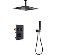Système de Douche Thermostatic Black Down Faucet Set Plafond Mounted Rudefall Derson Head Test with Handhed Shower Set Rain Bucher Boucheur Set (A 8 TUM)