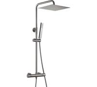 Système de douche thermostatique complet avec robinet de douche, ensemble de douche à effet pluie avec barre de douche en acier inoxydable, économie d'eau, pommeau de douche rectangulaire XXL de 30x30