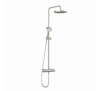 Système de douche thermostatique double Kludi 68082N5-00 avec douchette de tête et douchette à main, finition nickel brossé en acier inoxydable