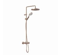 Système de douche thermostatique double Kludi DIVE Dive X 3S 69067N1-00 avec douchette et pommeau de douche Ø 25 cm, finition bronze brossé PVD
