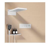 Système de douche thermostatique, ensemble de robinet mural, pommeau de douche à effet pluie double fonction avec pulvérisateur à main, ensemble complet de douche en laiton