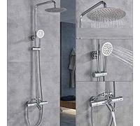 Système de Douche thermostatique Noir Mat, Ensemble de robinets de Douche à Effet de Pluie, mitigeur de Baignoire à Levier Unique, Robinet de Douche, Robinet d'eau, Chrome C