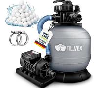 Système de filtration à sable pour piscine, débit de 7 900 L/h, incluant 400 g de billes filtrantes | Unité de filtration avec valve 7 voies et adaptateur 2 en 1 (32 mm - 38 mm) | Filtre à sable pour