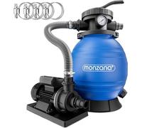 Système de filtration à sable SF12K, débit de 10 200 L/h jusqu'à 35 000 L/h, pour piscines, auto-amorçant, 400 watts, adaptateur 2 en 1, diamètre 32-38 mm, vanne 7 voies, pompe de filtration à sable, 