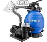 Système de filtration à sable SF96K, débit de 9 600 litres/heure, jusqu'à 30 000 litres, pour piscine, comprenant : filtres à billes, vanne à 7 voies, adaptateur 2 en 1 (32-38 mm), pompe de filtration