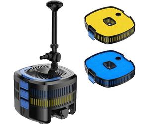 Système de filtration Teichfilter + cartouches de filtration UV-C (grosse et fine) | Kit complet sous-marin avec pompe et lampe UV | Nettoyage et fontaine