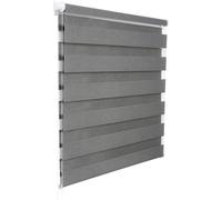 Système de fixation pour stores roulants à double rouleau, sans perçage, imitation bois | Gris | 110x150 cm