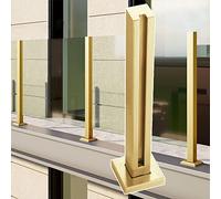 Système de garde-corps carré en verre et acier inoxydable doré - Poteau de balustrade sur mesure pour balcon, terrasse, jardin, patio - Kit de panneaux de clôture durables (H 115 cm / 45,3 p