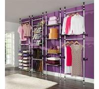 Système de garde robe télescopique avec étagères Aluminium Argent G