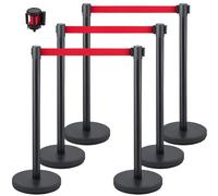Système de guidage des personnes 6 poteaux hauteur totale 90 cm - Barrière avec adaptateur 4 voies - Poteau de délimitation - Poteau de délimitation avec ceinture de 2 M pour aéroport