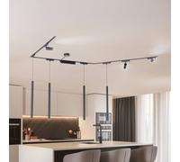 Système de lampes sur rail Lumaro,spots,suspension,7 lampes,noir,48V,variateur Lumaro 48V Lindby, dimmable, noir, Salon / Salle à manger, Aluminium, Moderne