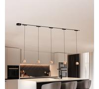 Système de lampes sur rail Lumaro, suspension, à 5 lampes, doré, 48V, intensité Lumaro 48V Lindby, dimmable, noir, Salon / Salle à manger, Aluminium, Moderne