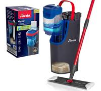 Système de lavage Vileda H2Pro FlatMop avec seau à double compartiment, serpillière plate en microfibre, eau propre pour rincer Noir