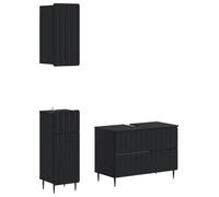 Système de meubles de salle de bain en 3 pièces, modèle ZWOLLE, couleur noire
