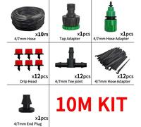 Système de micro-irrigation par goutte-à-goutte - Kit d'arrosage automatique - 10 mètres - Goutteurs réglables - Arrosage par brumisation - Adapté aux tuyaux d'arrosage - En plastique