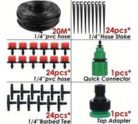 Système de micro-irrigation par goutte à goutte - Kit d'arrosage automatique - Tuyau de 20 mètres - Goutteurs réglables - Arrosage par brumisation - Pour jardin - En plastique