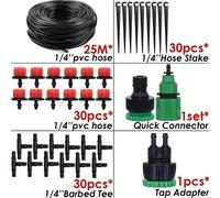 Système de micro-irrigation par goutte-à-goutte - Kit d'irrigation automatique - 25 mètres - Goutteurs réglables - Irrigation par brumisation - Portable - Plastique