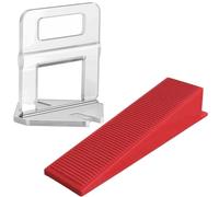 Système de mise à niveau pour carrelage, 100 cales, 500 clips, longueur des cales : 8,5 cm, largeur des cales : 22 mm, épaisseur minimale des joints : 1 mm