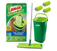 Système de nettoyage Libman "Rincer et Essorer", comprenant un seau et une serpillière en microfibre, idéal pour les sols en bois dur