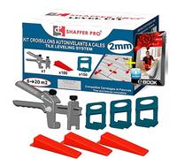 Système de nivellement carrelage à cales et clips I SHAFFER PRO | Kit de nivellement carrelage 2mm : 150 croisillons, 100 cales et 1 pince SHAFFER PRO