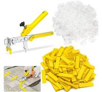 Système de Nivellement de Carrelage 2mm kit Nivellement Carrelage 400 Languettes de Traction 100 Cales Réutilisables et 1Pince, pour Carreaux Épaisseur 3-12 mm (2)