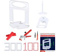 Système de Nivellement de Carrelage 3mm pour Carreaux de15-23 mm, 300 Pièces Clips de Nivellement de Carrelage, 100 Pièces Cales Réutilisables,avec 1 Pince et 1 Grattoir a Dejointer Carrelage