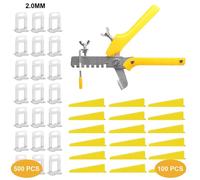 Système de nivellement pour carrelage de 500 pièces - Kit de pose de carrelage - 2,0 mm - Clips de maintien - Pour murs et sols