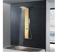 vidaXL Système de panneau de douche Acier inoxydable 201 Multifonction Design carré Doré