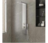 vidaXL Système de panneaux de douche carré en acier inoxydable - finition brossée - 4 fonctions
